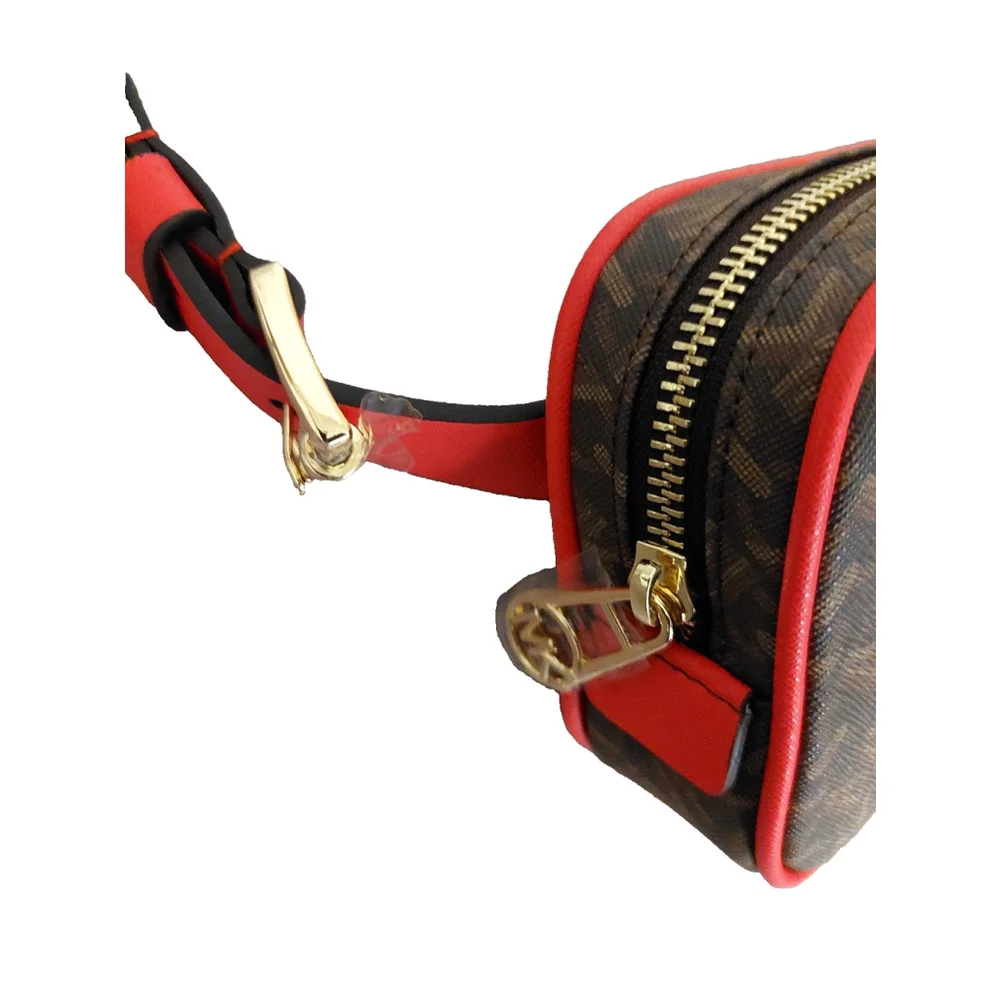 Michael Kors MK Monogram Logo Leather Belt Bag Brown Tan Red Belt Size L/XL NWT - Picture 4 of 5